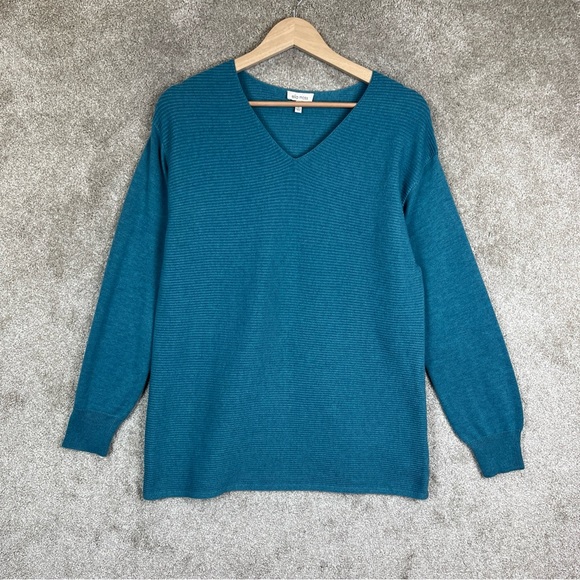 Ella Moss Sweater Womens Small Blue Long Sleeve Pullover Stretch Knit- 8653 - Picture 1 of 11